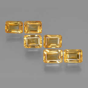 6.92天然金色黄水晶，祖母绿式切割，7.1×5.1毫米，VVS-VS