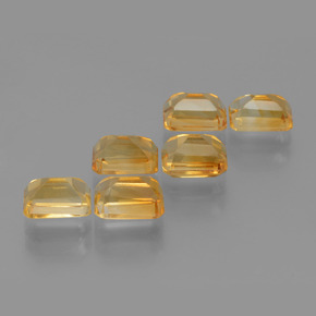6.92天然金色黄水晶，祖母绿式切割，7.1×5.1毫米，VVS-VS
