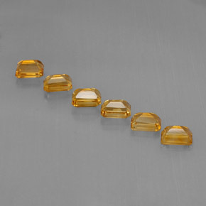 6.86天然黄色黄水晶，祖母绿式切割，7×5毫米，VVS-VS