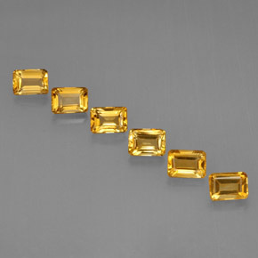 天然黄金色黄水晶，祖母绿式切割，7.2×5.1毫米，VVS-VS
