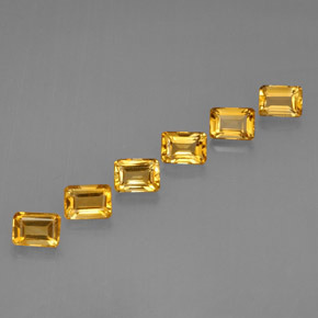 天然黄金色黄水晶，祖母绿式切割，7.2×5.1毫米，VVS-VS