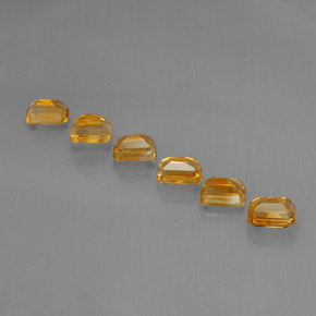 天然黄色黄水晶，祖母绿式切割，7.1×4.9毫米，VVS-VS