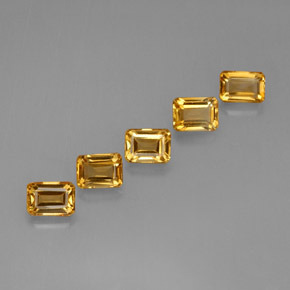 5.40天然金色黄水晶，祖母绿式切割，6.9×5.1毫米，VVS-VS