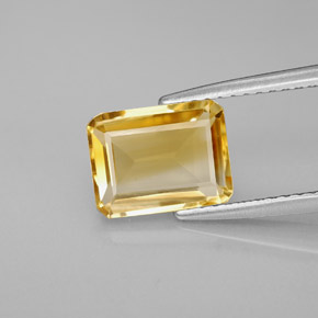1.97克拉天然黄色黄水晶，祖母绿式切割，9×6.9毫米，VVS