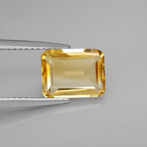 1.97克拉天然黄色黄水晶，祖母绿式切割，9×6.9毫米，VVS