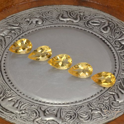 3.41ctw 天然 Gold  黄水晶, 梨形, VVS-VS