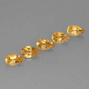 天然黄色黄水晶，梨形，7.9×5毫米，VVS-VS