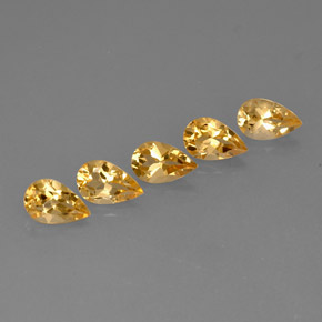天然黄色黄水晶，梨形，8×5.1毫米，VVS-VS