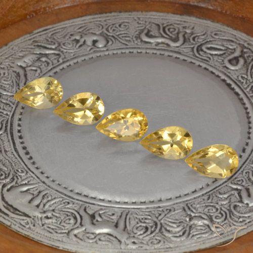 4.19ctw 天然 Medium Gold  黄水晶, 梨形, VVS-VS