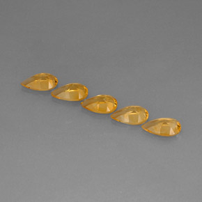 天然黄色黄水晶，梨形，8×5毫米，VVS-VS