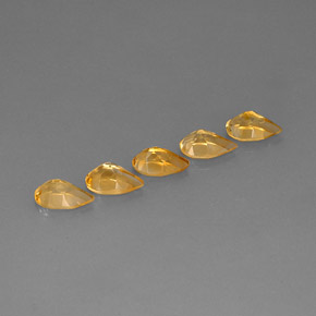 天然黄色黄水晶，梨形，8×5.1毫米，VVS-VS