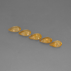天然黄色黄水晶，梨形，7.7×5毫米，VVS-VS