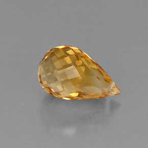 4.05克拉天然黄色黄水晶，水滴珠形切工，12.1×7.6毫米，VVS-VS