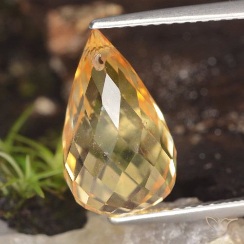 5.07ct 天然 Medium Orange  黄水晶, 泪滴形, VVS-VS