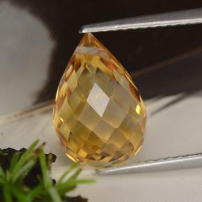 4.47克拉天然金色黄水晶，水滴珠形切工，11.9×8.2毫米，VVS-VS