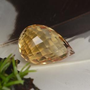4.47克拉天然金色黄水晶，水滴珠形切工，11.9×8.2毫米，VVS-VS