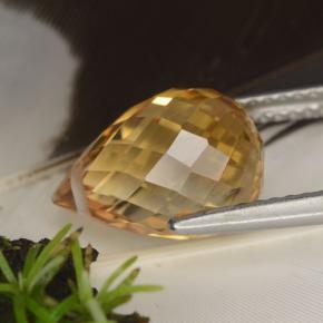 4.47克拉天然金色黄水晶，水滴珠形切工，11.9×8.2毫米，VVS-VS