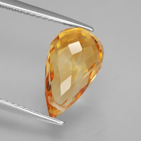 4.22克拉天然黄金色黄水晶，水滴珠形切工，12.5×7.5毫米，VVS