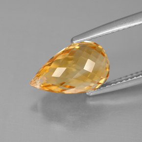 3.79克拉天然黄色黄水晶，水滴珠形切工，11.7×7.4毫米，VVS