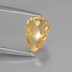 2.74克拉天然黄金色黄水晶，水滴珠形切工，10.5×6.9毫米，VVS