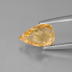 2.74克拉天然黄金色黄水晶，水滴珠形切工，10.5×6.9毫米，VVS