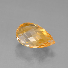 3.86克拉天然黄色黄水晶，水滴珠形切工，12.1×7.4毫米，VVS