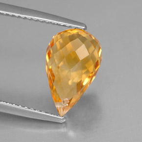 4.43克拉天然黄色黄水晶，水滴珠形切工，12.7×7.9毫米，VVS