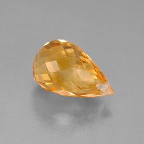 4.43克拉天然黄色黄水晶，水滴珠形切工，12.7×7.9毫米，VVS