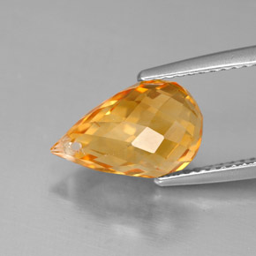 4.43克拉天然黄色黄水晶，水滴珠形切工，12.7×7.9毫米，VVS