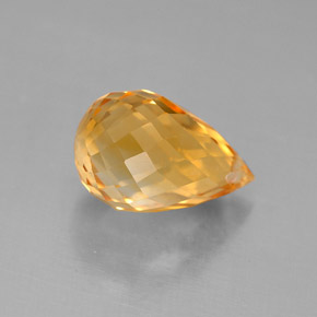 4.10克拉天然黄色黄水晶，水滴珠形切工，12.1×7.7毫米，VVS