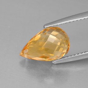 4.10克拉天然黄色黄水晶，水滴珠形切工，12.1×7.7毫米，VVS