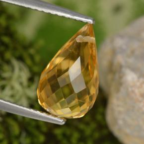 3.48克拉天然黄色黄水晶，水滴珠形切工，11.9×7.4毫米，VS