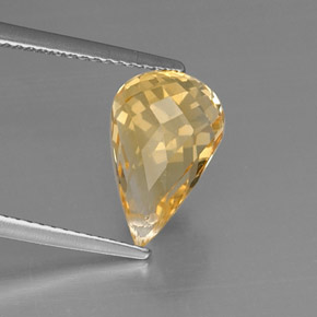 3.84克拉天然黄色黄水晶，水滴珠形切工，12.5×7.8毫米，VVS