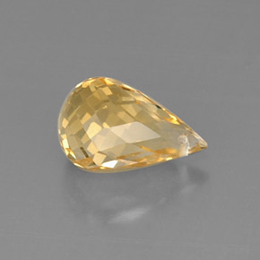 3.84克拉天然黄色黄水晶，水滴珠形切工，12.5×7.8毫米，VVS