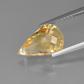 3.84克拉天然黄色黄水晶，水滴珠形切工，12.5×7.8毫米，VVS