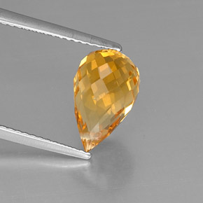 3.48克拉天然黄色黄水晶，水滴珠形切工，11.7×7.3毫米，VVS-VS