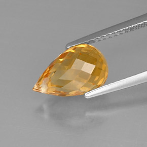 3.48克拉天然黄色黄水晶，水滴珠形切工，11.7×7.3毫米，VVS-VS