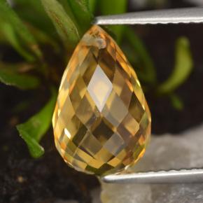 3.86克拉天然黄色黄水晶，水滴珠形切工，12×7.7毫米，VVS