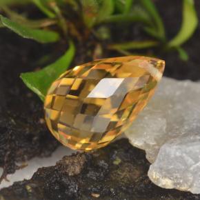 3.86克拉天然黄色黄水晶，水滴珠形切工，12×7.7毫米，VVS