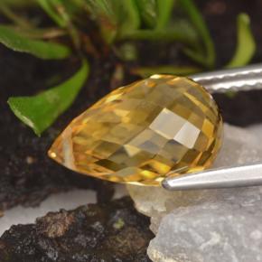 3.86克拉天然黄色黄水晶，水滴珠形切工，12×7.7毫米，VVS