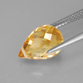 3.97克拉天然黄色黄水晶，水滴珠形切工，11.5×7.9毫米，VVS