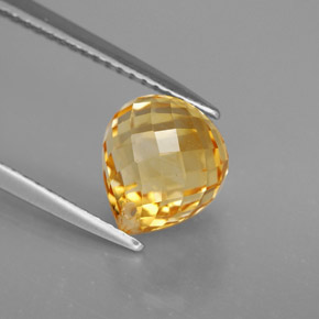 3.10克拉天然黄色黄水晶，水滴珠形切工，8.7×7.6毫米，VVS
