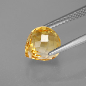 3.10克拉天然黄色黄水晶，水滴珠形切工，8.7×7.6毫米，VVS