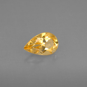 0.77克拉天然黄色黄水晶，梨形，7.9×5.1毫米，VVS
