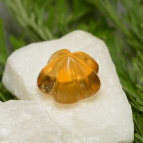 1.29克拉天然橙色黄水晶，花形切工，7.4×7毫米，透明