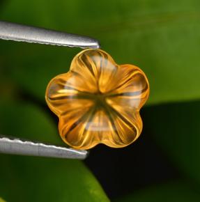 1.24克拉天然橙色黄水晶，花形切工，7.3×7.2毫米，透明