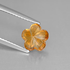 1.31克拉天然橙色黄水晶，花形切工，7.4×7.4毫米，透明