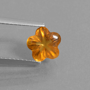 1.18克拉天然橙色黄水晶，花形切工，7.3×7.1毫米，透明