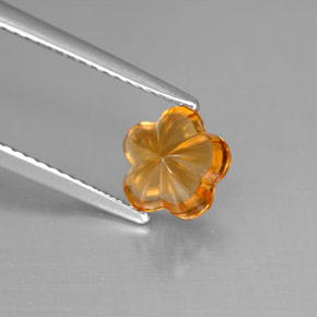 1.28克拉天然橙色黄水晶，花形切工，7.5×7.2毫米，透明