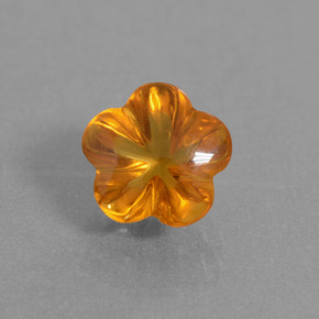 1.36克拉天然橙色黄水晶，花形切工，7.5×7.4毫米，透明